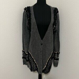 Sleeping on Snow Cardigan Sweater Womens M Heather Gray Button Front